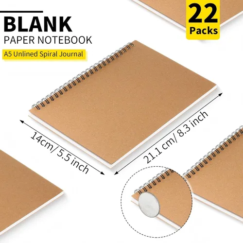 Miniatura 2 de Epakh Paquete de 22 cuadernos en espiral A5 a granel de tapa dura para el regreso a clases, de 5.5 x 8.3 pulgadas, cuaderno de papel para el primer