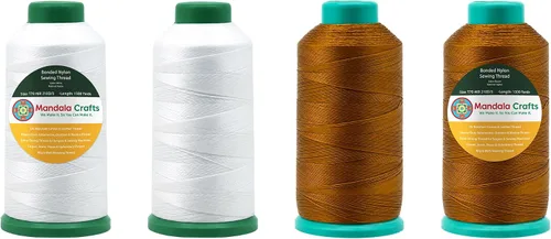 Miniatura 85 de Mandala Crafts - Hilo de nailon para coser cuero, tapicería, mezclilla y para trenzar el pelo; resistente, 1500 yardas, tamaño 69 T70 Marrón