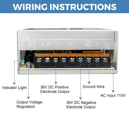 Miniatura 3 de Fuente de alimentación de 36 V 10 A CA 110-220 V a CC 36 voltios 10 amperios 360 W adaptador de corriente regulado universal transformador