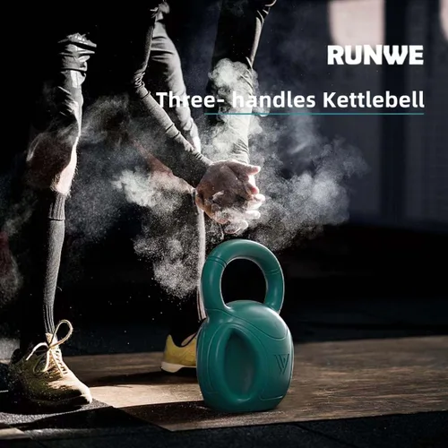 Miniatura 4 de RUNWE - Juego de pesas rusas con 3 asas - Peso para mujeres, opciones de 5, 10, 15 y 20 libras para giros rusos, ejercicio abdominal, levantamiento