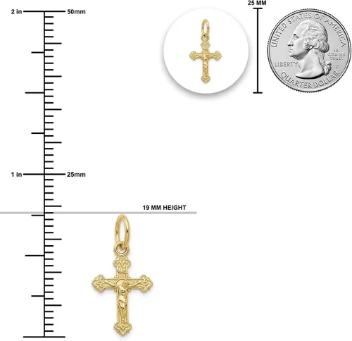 Miniatura 4 de Colgante de crucifijo de oro – 10 quilates de oro macizo – Colgante de cruz – Joyería de cruz religiosa Pequeño
