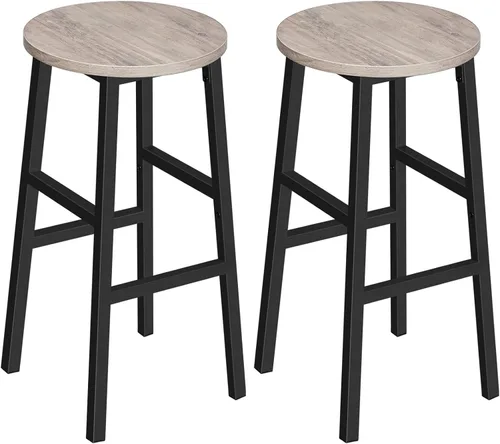 Miniatura 15 de MAHANCRIS Taburetes de bar, juego de 2 sillas de bar redondas con reposapiés, taburetes de bar de desayuno de cocina de 24.4 pulgadas, taburetes