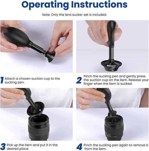 Miniatura 6 de Kit de ventosa de lente 8 en 1 con 7 ventosas intercambiables de succión fuerte manual de aspiración al vacío extractor de lente para reparación