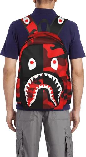 Miniatura 8 de Vkaxopt Mochila con dientes de tiburón, mochilas camuflaje, mochila de viaje para portátil, mochila de gran capacidad, bolsa de libros, moda