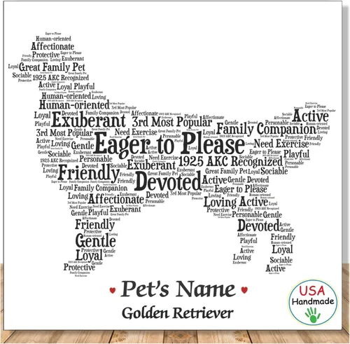 PetArt.us Golden Retriever – Impresión artística personalizada – Nombre de mascota personalizado, regalo para los amantes de los perros o recuerdo