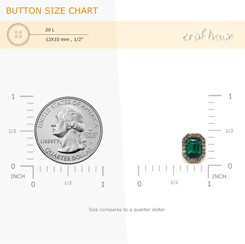 Miniatura 2 de Botones de costura de diamantes de imitación verde esmeralda 20 piezas - 12X10mm, 1/2