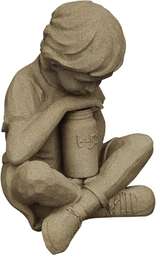Miniatura 14 de Emsco Group 92246 Estatua de niño soñando despierto – Aspecto natural – Hecha de resina – Ligera – 40 cm de altura para jardín, BRONCE