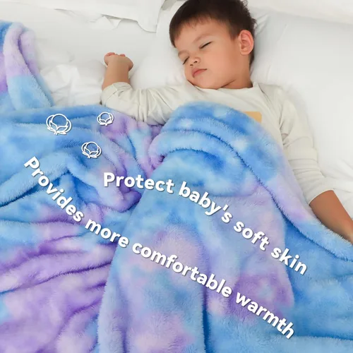 Miniatura 4 de MUGD Mantas suaves de forro polar manta suave y mullida para niños manta cálida para cama Azul y morado