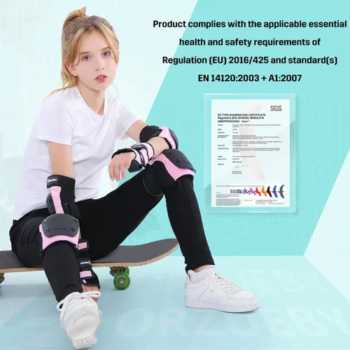Miniatura 5 de Forzueby - Rodilleras, coderas, muñequeras para niños/adultos, juego de equipo protector 6 en 1 para patinaje en línea, patinaje sobre ruedas