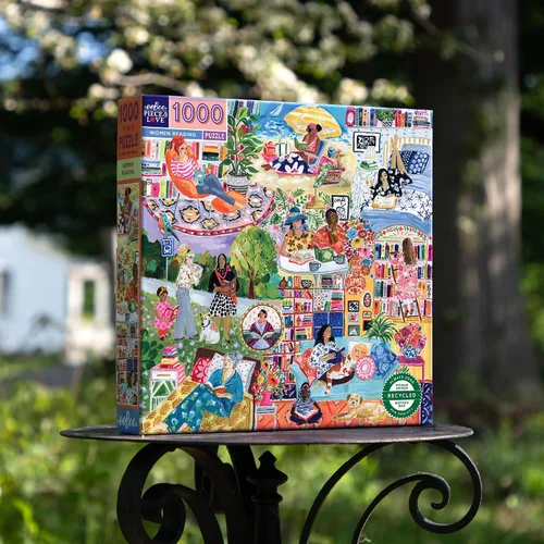Miniatura 4 de eeBoo Rompecabezas de 1000 Piezas - Rompecabezas de Mujeres Leyendo para Adultos, Cuadrado 23" x 23" Hecho con Tablero Reciclado y Tinta a Base