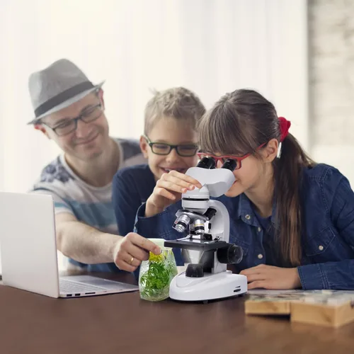 Miniatura 6 de SELFIE CAT Microscopio de laboratorio para la escuela, microscopio compuesto binocular 200X-5000X Ampliación para adultos, kit de microscopios