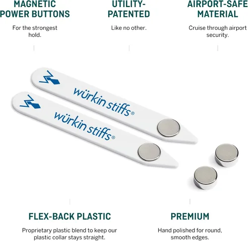 Miniatura 2 de Plastic Magnetic Collar Stays by Würkin Stiffs As Seen on Shark Tank Stiff-N-Stays Collar Inserts