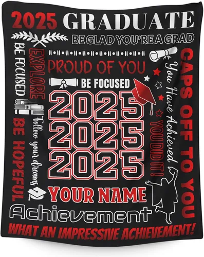 Mantas personalizadas para clase de 2024 con nombre, manta de forro polar de 30 x 40 pulgadas para niños, regalos de graduación suaves y acogedores