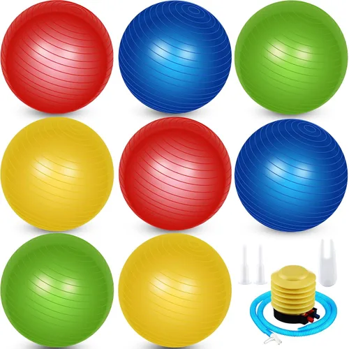 Miniatura 9 de Leyndo 8 pelotas de ejercicio de yoga a granel de 26 pulgadas con equipo inflable, pelota de pilates con bomba rápida antiestallido para embarazo