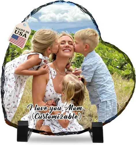 Bemaystar Marco de fotos personalizado con foto y texto, regalo de fotos personalizado para mamá, papá y parejas, placa de pizarra fotográfica para