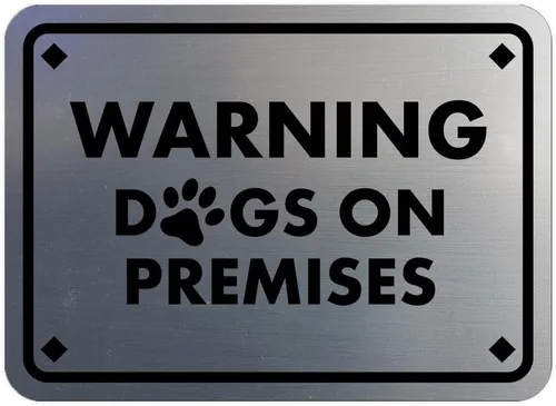 Miniatura 15 de Diamante enmarcado clásico, letrero de advertencia de perros en las instalaciones (negro) - grande