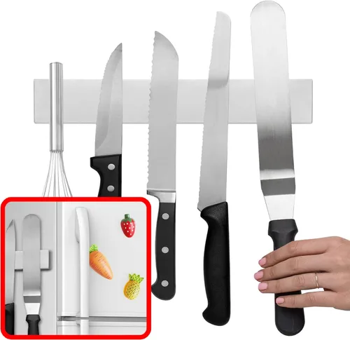 Modern Innovations Soporte magnético de cuchillos de 10 pulgadas para refrigerador, portacuchillos magnéticos para refrigerador o pared de cocina,