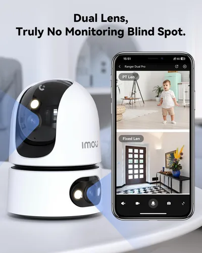 Miniatura 2 de Imou Cámara de seguridad de 10 MP para interiores, monitor de bebé de doble lente con inclinación panorámica de 360°, cámara para seguridad