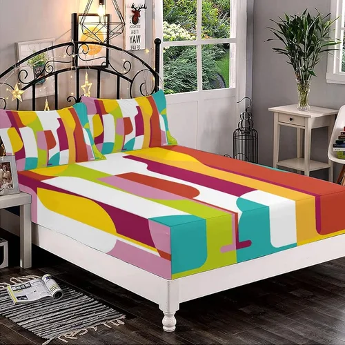 Miniatura 7 de Juego de sábanas bajeras decorativas de tamaño King, sábana bajera de Narval con bolsillos profundos y 2 fundas de almohada, juego de ropa de cama