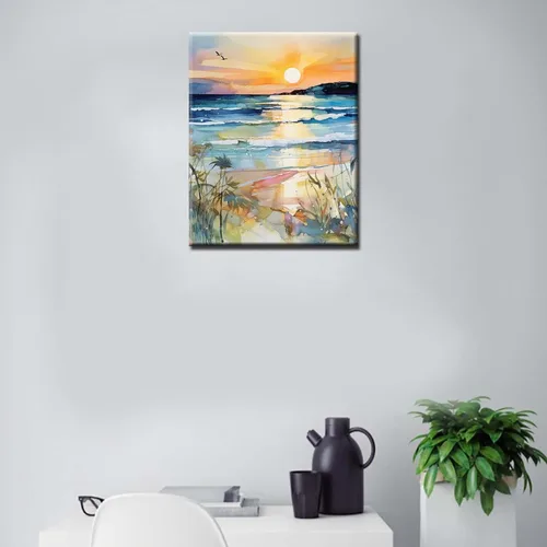 Miniatura 3 de Kit de Pintura por Números Tucocoo con Lienzo de Paisaje Marino de Playa al Atardecer 40x51 cm, Pintura al Óleo DIY para Niños, Estudiantes, Adultos