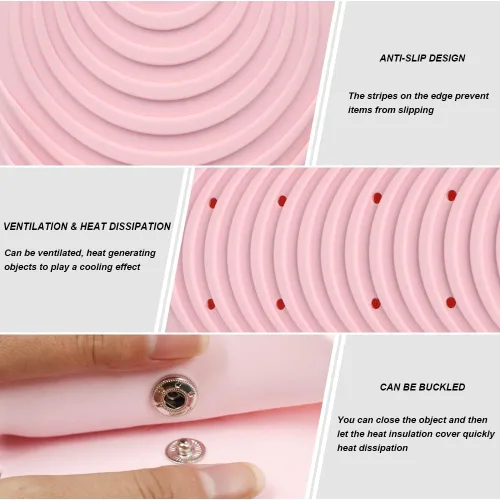 Miniatura 3 de Funda de silicona aislante para alisador de cabello, funda antideslizante de viaje para rizar y planchar, soporte portátil para rizador y rizador