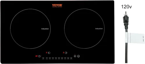 Miniatura 14 de VEVOR Placa de inducción, quemador eléctrico de encimera de 1800 W con 9 ajustes de potencia, estufa de control táctil de 2 quemadores, placa