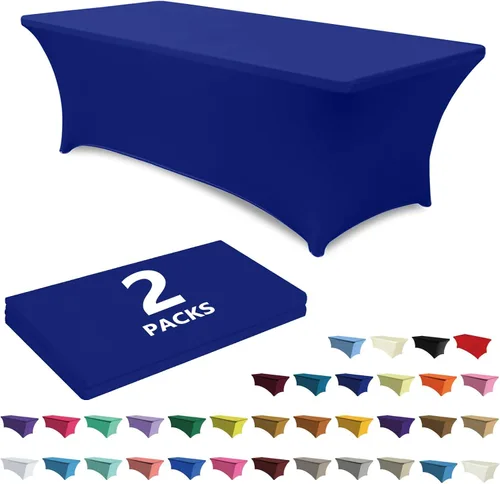 Miniatura 13 de ABCCANOPY Paquete de 2 manteles de elastano negro de 4 pies, elásticos, resistentes a las arrugas, reutilizables, para mesa plegable rectangular