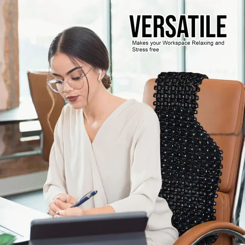 Miniatura 6 de Zone Tech Cojín para asiento de cuentas de madera (Negro)