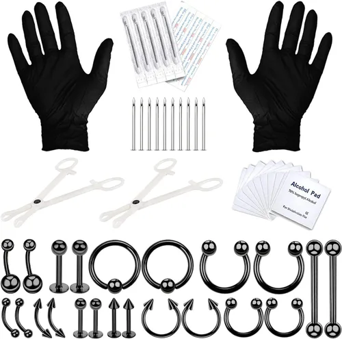 Miniatura 9 de BodyJ4You - Juego de 36 piezas PRO para piercings corporales - nariz, septum, oreja, cartílago, labio, ombligo, trago, ceja - acero quirúrgico 14G