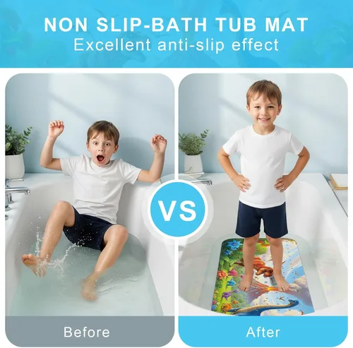 Miniatura 6 de Tapete de Baño para Bebé Mejorado con Dibujos Animados Antideslizante - 40"x16" Extra Largo Tapete de Bañera para Bebé Ecológico Duradero Tapete
