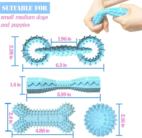 Miniatura 5 de Paquete de 4 juguetes de dentición para cachorros de 0 a 6 meses, juguetes masticables para dentición, lindo juguete para perros pequeños, juguete