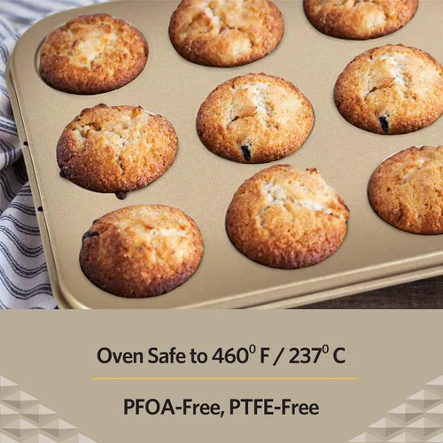 Miniatura 6 de Glad Mini Molde para Muffins Antiadherente - Molde de Metal Extra Resistente para Cupcakes con Pequeños Moldes para Hornear, Mini 12 Cavidades