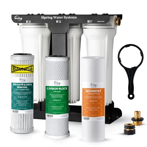 Miniatura 16 de iSpring CW31 Sistema de Filtro de Agua para RV, Sistema de Filtración de Agua de 3 Etapas para RV para Campistas, Conectores Rápidos de Manguera