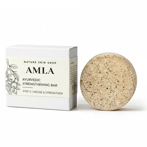 Nature Skin Shop Barra de champú Amla, fórmula ayurvédica para el crecimiento y la fuerza del cabello, con Shikakai para un cabello más completo y