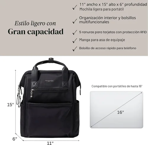 Miniatura 4 de Baggallini Mochila Soho para mujer, Negro, talla única