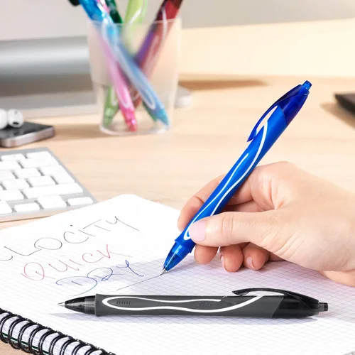 Miniatura 6 de BIC Gel-Ocity - Bolígrafos de gel de secado rápido, punta media retráctil (0.028 in), bolígrafo de gel de tinta negra, 12 unidades, paquete de 18