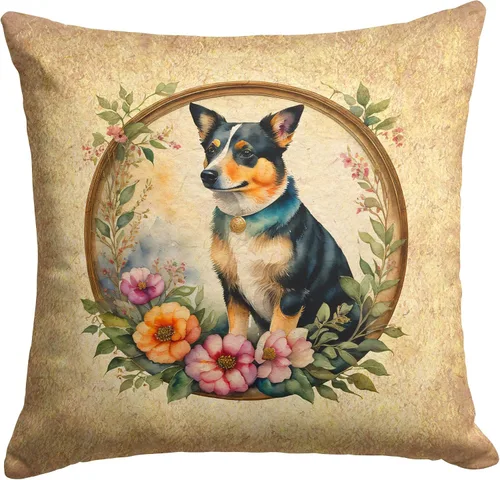 Miniatura 258 de Caroline's Treasures DAC2072PW1414 Affenpinscher and Flowers - Almohada decorativa de tela, lavable a máquina, para interiores y exteriores