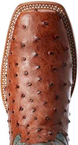 Miniatura 3 de ARIAT Botas de avestruz con punta cuadrada para hombre, Turquesa