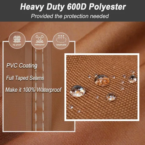 Miniatura 2 de NettyPro Funda para Sofá Loveseat de Patio Impermeable de Servicio Pesado para Muebles de Exterior Sofá de 2 Plazas, 54" An x 32" Pr x 35" Al, Marrón