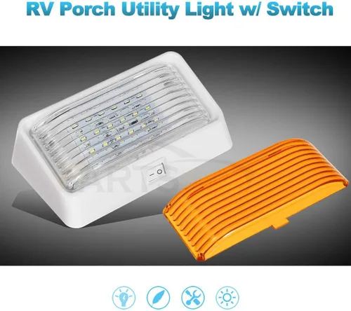 Miniatura 2 de Partsam Luz LED rectangular para porche RV con interruptor de encendido/apagado, lámpara exterior de casa rodante, repuesto para casas rodantes