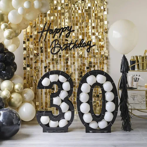 Miniatura 5 de TONIFUL Cartel de feliz cumpleaños para telón de fondo, pancarta de fieltro negro, incluye pegamento de puntos, perfecto para telón de fondo