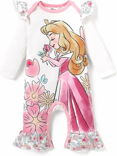 Disney Stitch Princess Cenicienta Ariel Minnie Winnie Baby Girls - Mameluco de manga larga con volantes para recién nacidos y niños pequeños