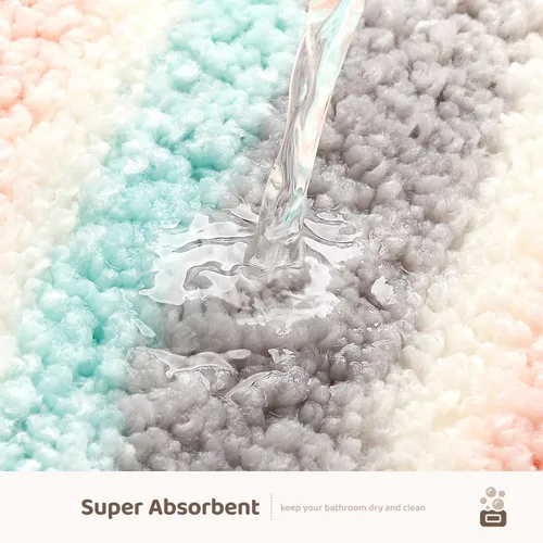 Miniatura 4 de Tapete de baño con rayas, extra suave, absorbente, antideslizante, cómodo, tapete para bañera, ducha, baño, lavable a máquina, 16 x 24 pulgadas, rosa
