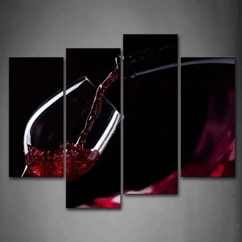 First Wall Art - Pintura de cuadros de vino tinto en el vaso, fotos de pinturas de comidas en loca para regalo de decoración para el hogar