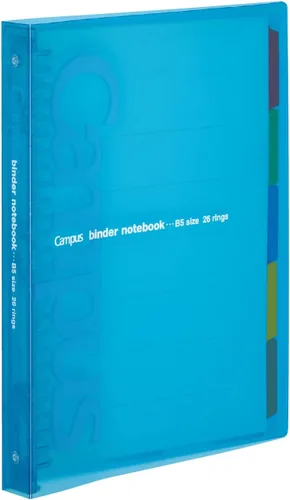 Carpeta deslizante Kokuyo Campus con 5 separadores de pestañas, tipo medio, B5, 26 agujeros, hasta 100 hojas, azul, importado de Japón (RU-P333NB)