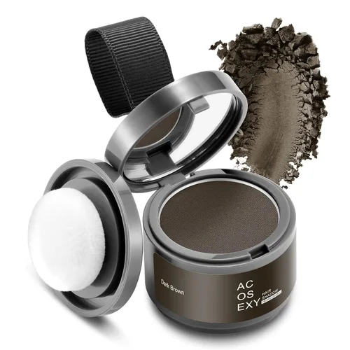 Miniatura 3 de Acosexy Polvo para cubrir las raíces del cabello y la barba, color marrón oscuro para cejas de mujer, cobertura de cabello gris para hombres, puntos