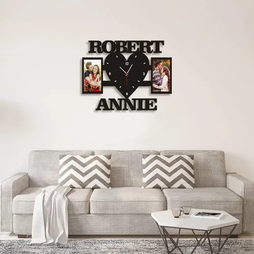 Miniatura 5 de Marco de fotos para parejas, reloj de pared personalizado con nombre de foto, sala de estar, dormitorio, collage para colgar en la pared, foto