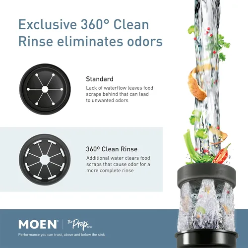 Miniatura 6 de Moen Prep Series PRO GXP50C - Triturador de basura compacto de alimentación continua para fregadero de cocina con cable de alimentación