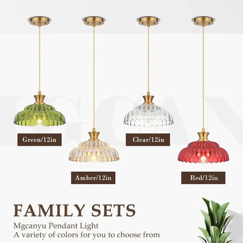 Miniatura 8 de Lámparas colgantes de cristal para isla de cocina, 11.8 pulgadas, iluminación vintage, lámparas de vidrio dorado cepillado, lámpara de techo