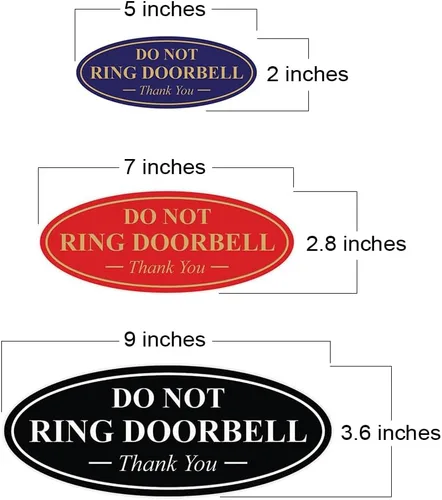 Miniatura 7 de All Quality Cartel de agradecimiento ovalado con texto en inglés «Do not Ring DOORBELL», color negro, pequeño, 1 paquete